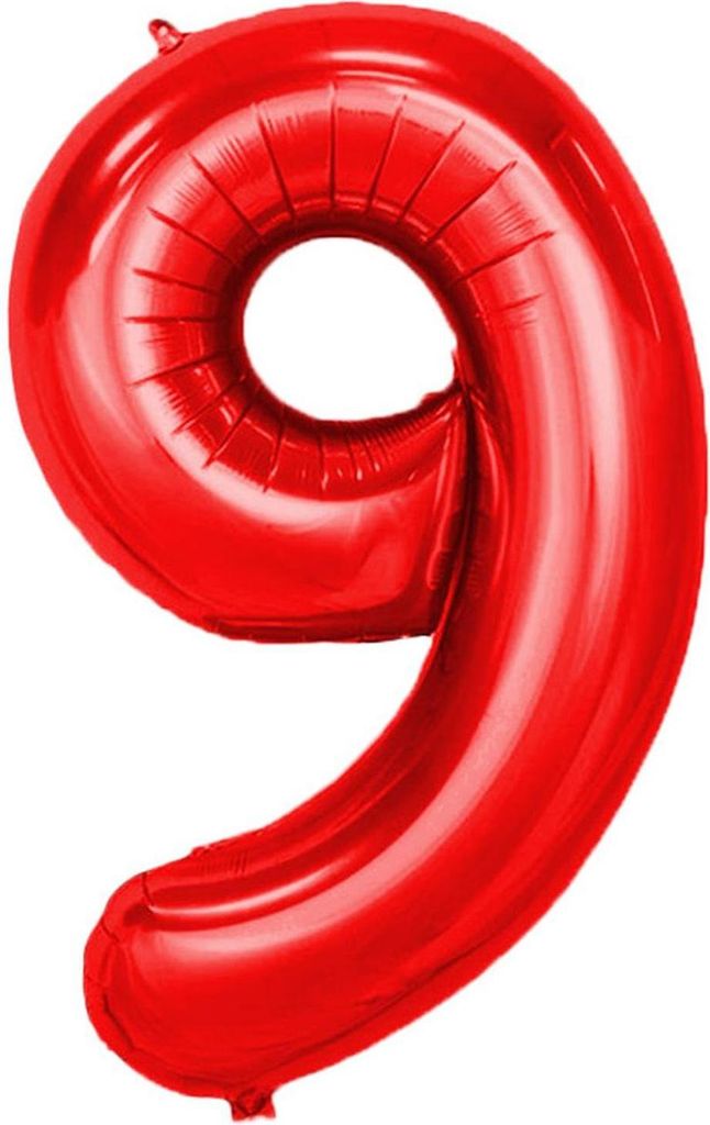 Palloncino in foil numero 9, circa 100 cm, rosso Immagine del prodotto 