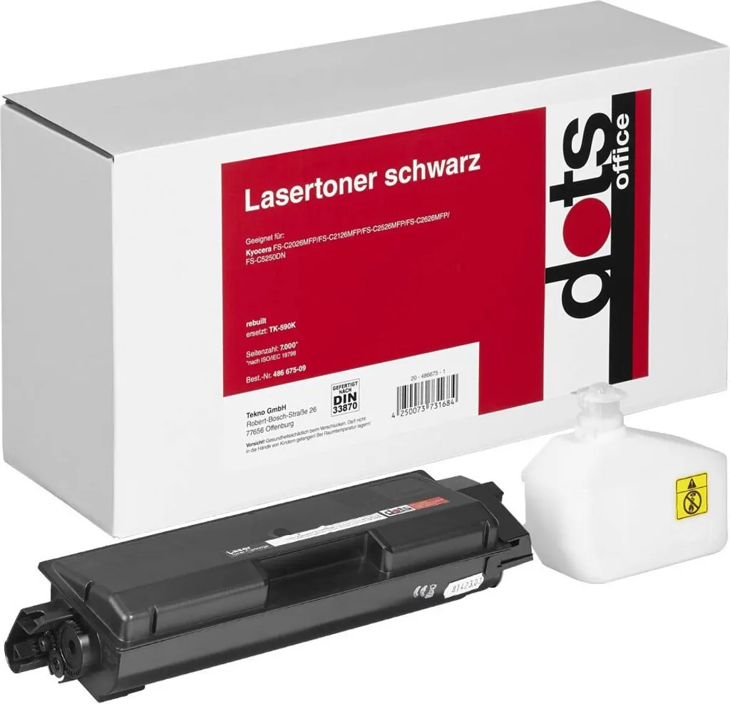 Toner Kyocera TK-590BK Noir Dots 2893 Anti-Traces pour Impression Propre