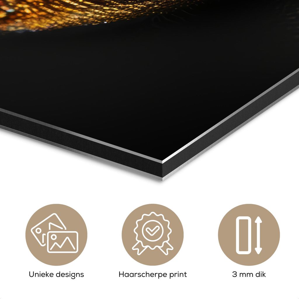 MuchoWow Wanddekoration Metall Metallbild Wandkunst 40x30 cm Lippen - Gold - Abstrakt - Schwarz - Ästhetisch MuchoWow Aluminium Gemälde - Dekorat...