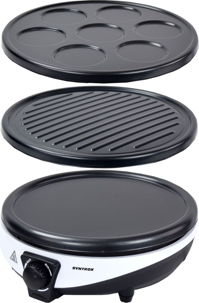 Syntrox Germany 3in1 Crepes Maker Kontaktgrill Pancake Maker 1000W 30cm