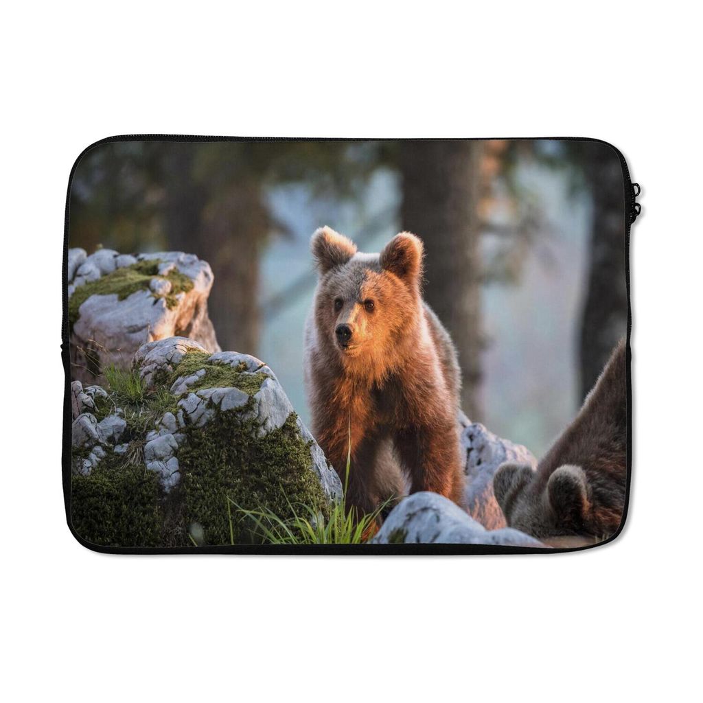 MuchoWow Laptop Hülle 13 Zoll Bär - Braun - Tier Laptoptasche - Laptophülle - Sleeve - Rundumschutz