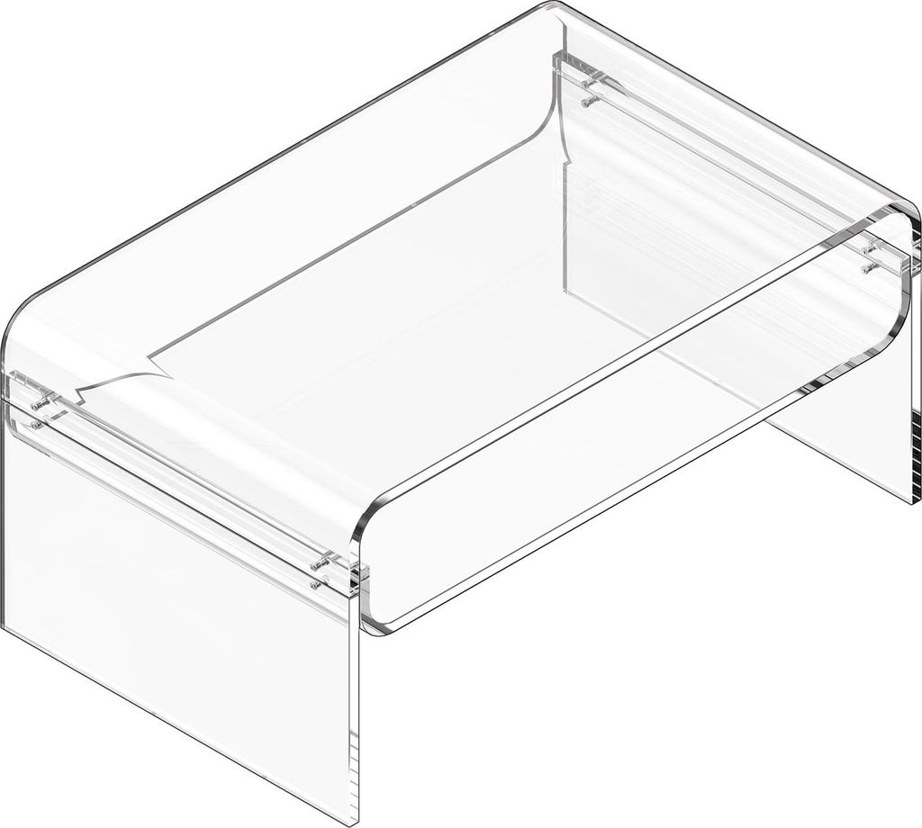 SucceBuy Moderner rechteckiger Couchtisch mit zwei Ebenen aus Acryl, ideal für Esszimmer, Kücheninsel, Restaurant oder Büro, 50 x 80 x 38 cm (tr...