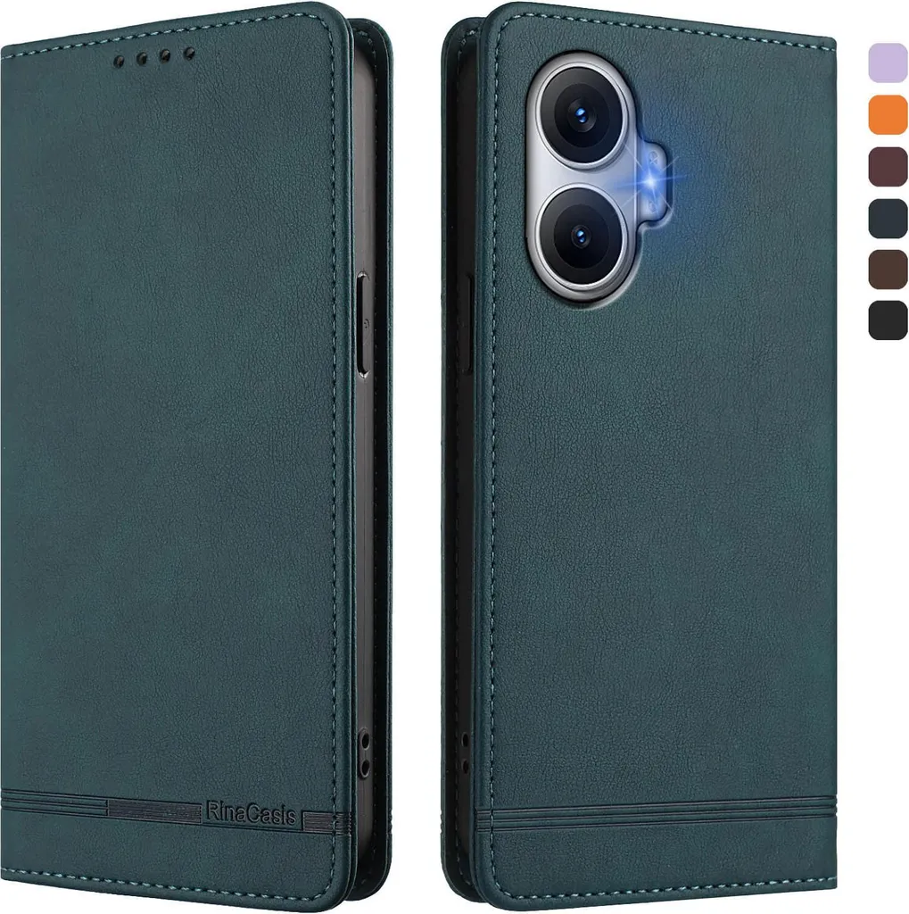 Custodia per Xiaomi Poco F7/Redmi Turbo 4 Pro, retro custodia flip in Finto cuoio con supporto e slot per carte Verde