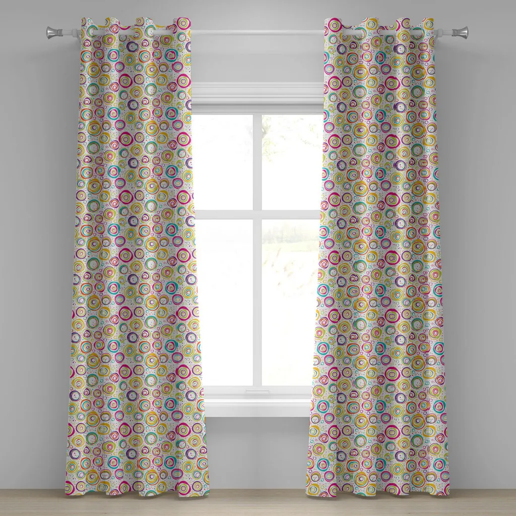 Rideau à œillets motif cercles et pois 280 cm x 245 cm Multicolore