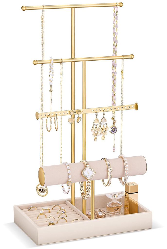 Tier Schmuckhalter mit Velours-Schale für Ketten und Ringe Produktbild 