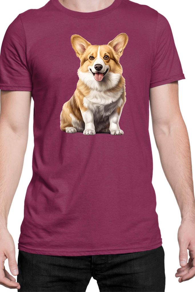 Herren T-Shirt Dogs Breeds Pembroke Welsh Corgi Dog Breed 006, Man 3XL / Burgundy