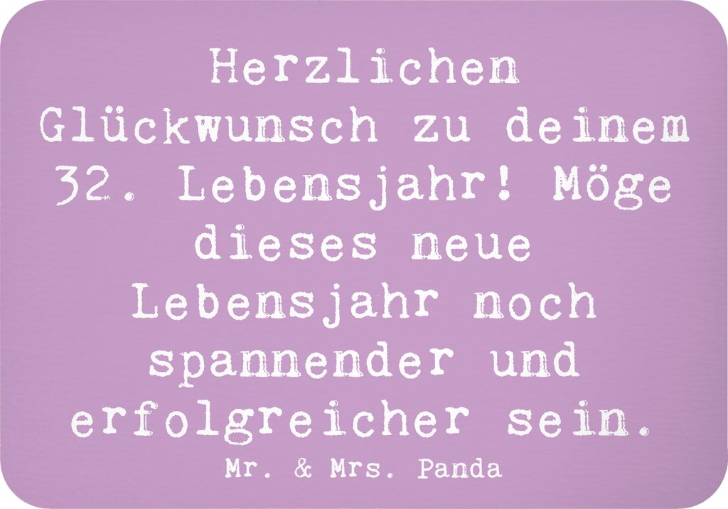Mr. & Mrs. Panda magnet Spruch 32. Geburtstag - Lavendeltraum - Geschenk, besondere Botschaft, Notizhalter, Freude, Happy Birthday, Kühlschrankmag...