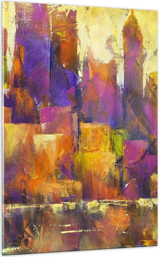 Bilder auf glas - Einteilig - Abstraktion Stadt Wolkenkratzer - 70x100cm - Glasbilder - Wandbilder - Bilder - Wanddekoration aus Glas - Glas Bilder...
