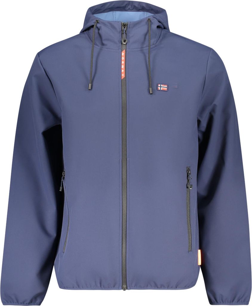Herren Softshell-Jacke Blau mit Kapuze und Kontrastdetails