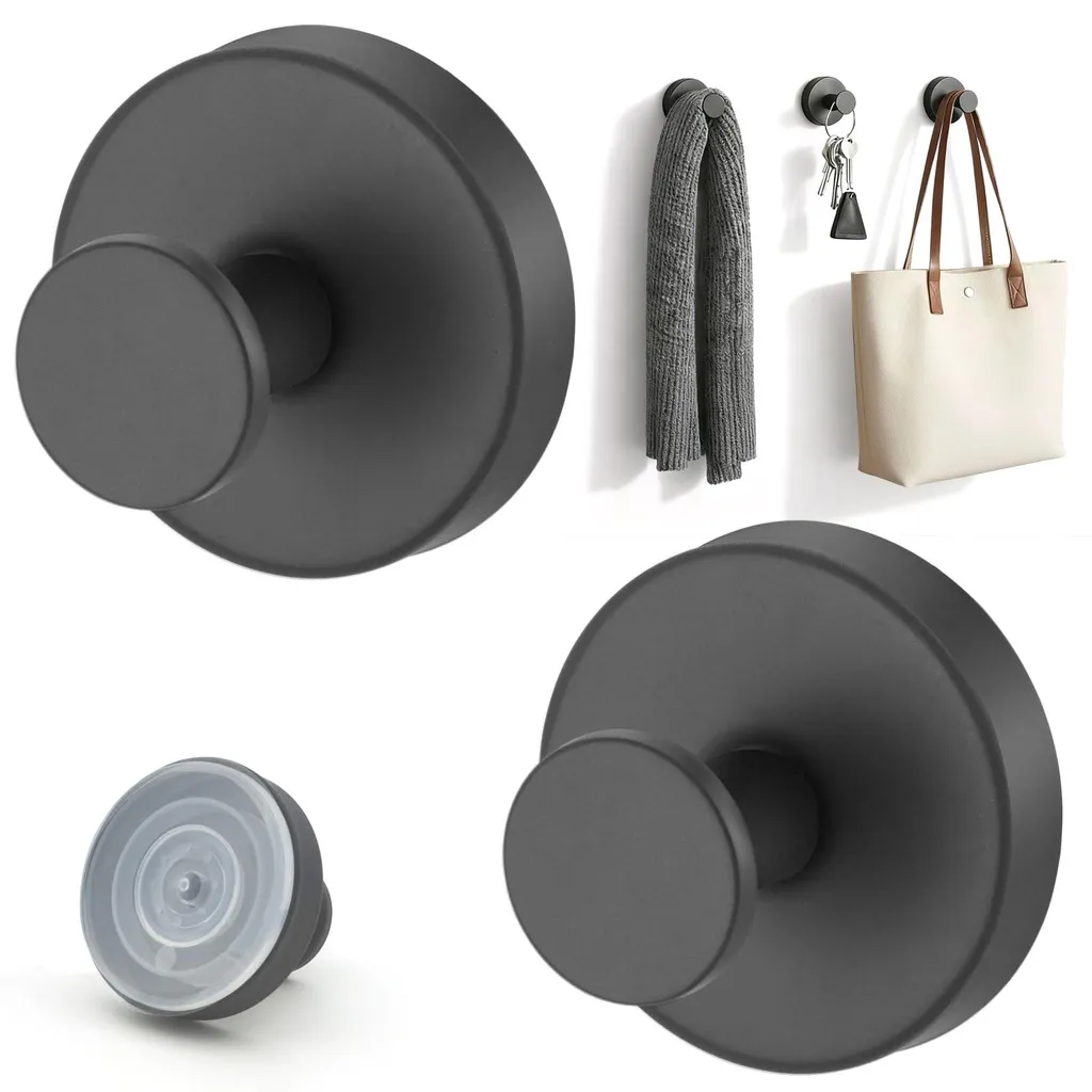 Crochet Ventouse Noir sans Trou pour Mur Lisse Fixation Forte Amovible