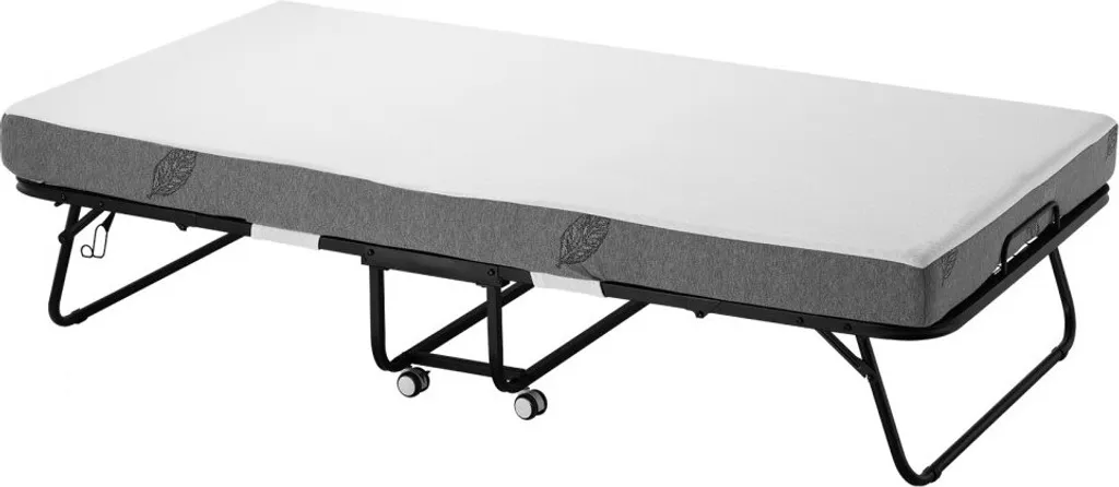 Lit d'appoint pliant mobile - Lit de camp avec matelas confort 12,5 cm - 10