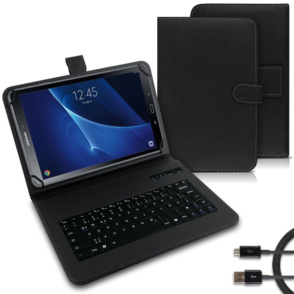 Tablet Tasche Samsung Galaxy Tab A6 10.1 Hülle Tastatur Bluetooth SchutzhülleMotiv:Schwarz