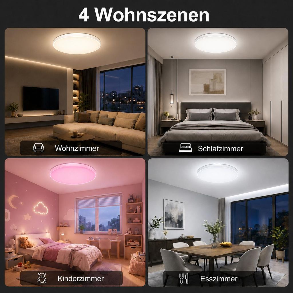 LED Ein Aufbau Panel dimmbar ALU Decken Leuchte Tageslicht Lampe Fernbedienung LED Ein Aufbau Panel dimmbar ALU Decken Leuchte Tageslicht Lampe Fernbedienung