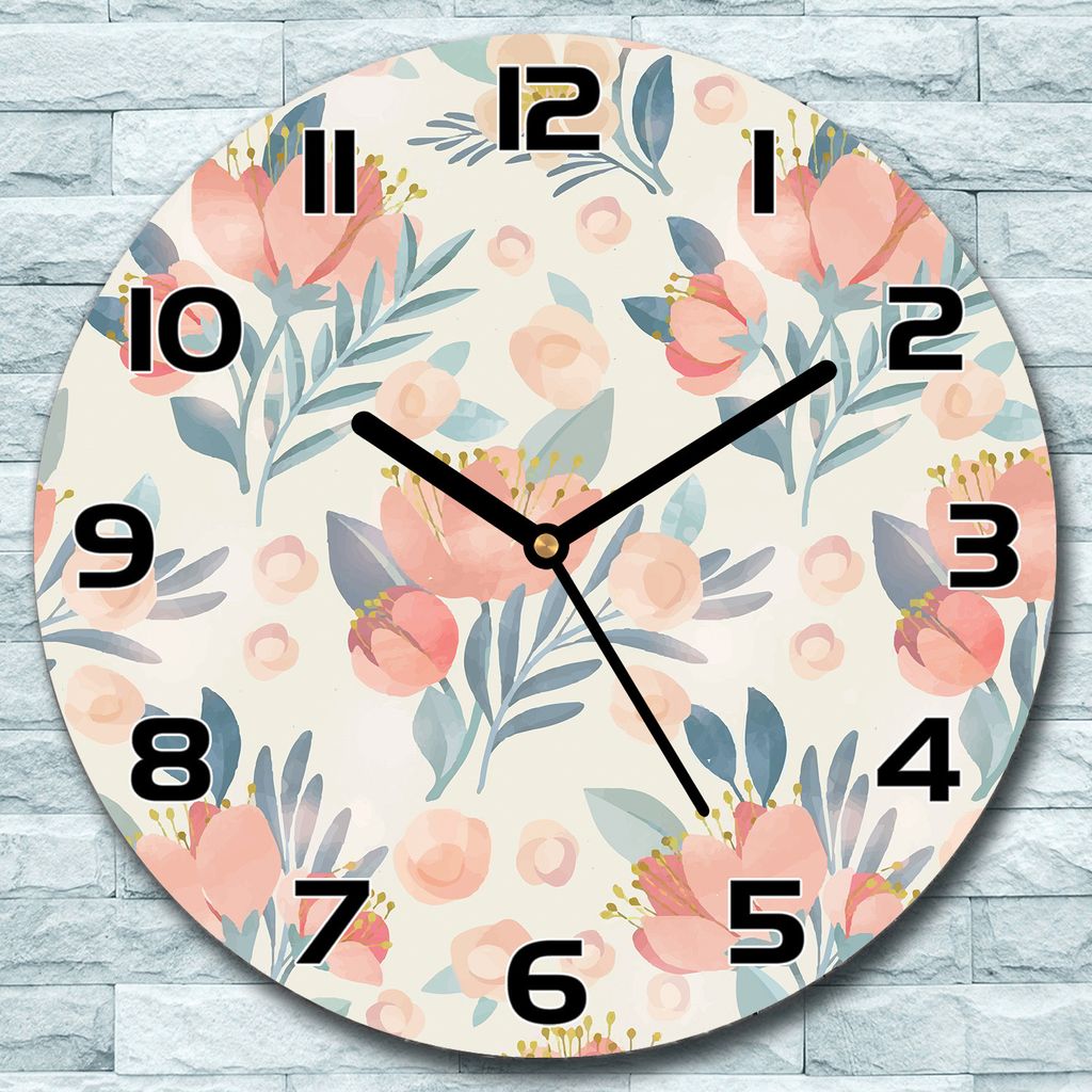Wanduhr aus Glas Rund fi 30 Butterblume Blass Quarz Deko Schlafzimmer Büro