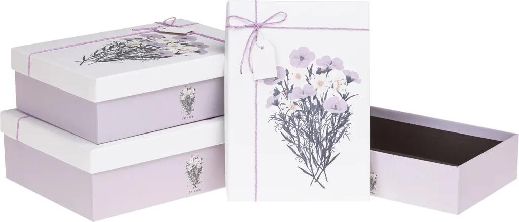 Boîtes cadeaux motifs fleurs pastel avec finitions premium 3 pièces