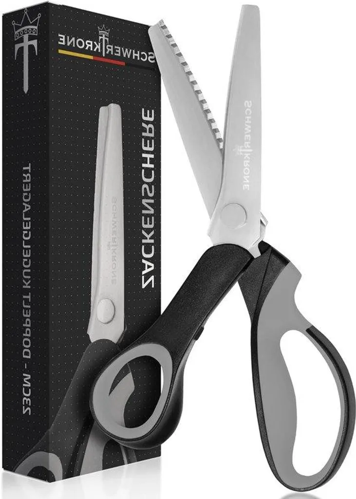 Ciseaux zigzag 23 cm inox avec poignée ergonomique haute précision noir