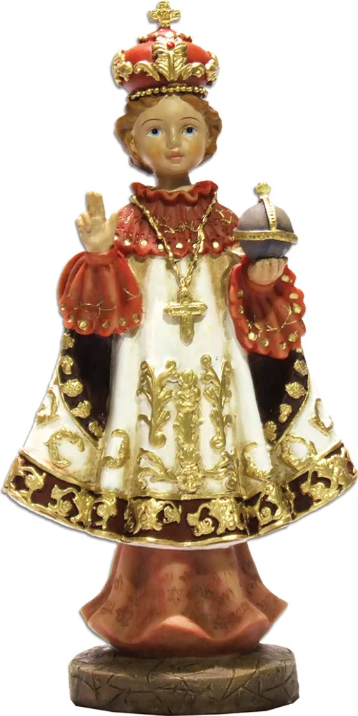 Gesù Bambino di Praga 19cm Mantello Bianco - Statuina Presepe Artigianale