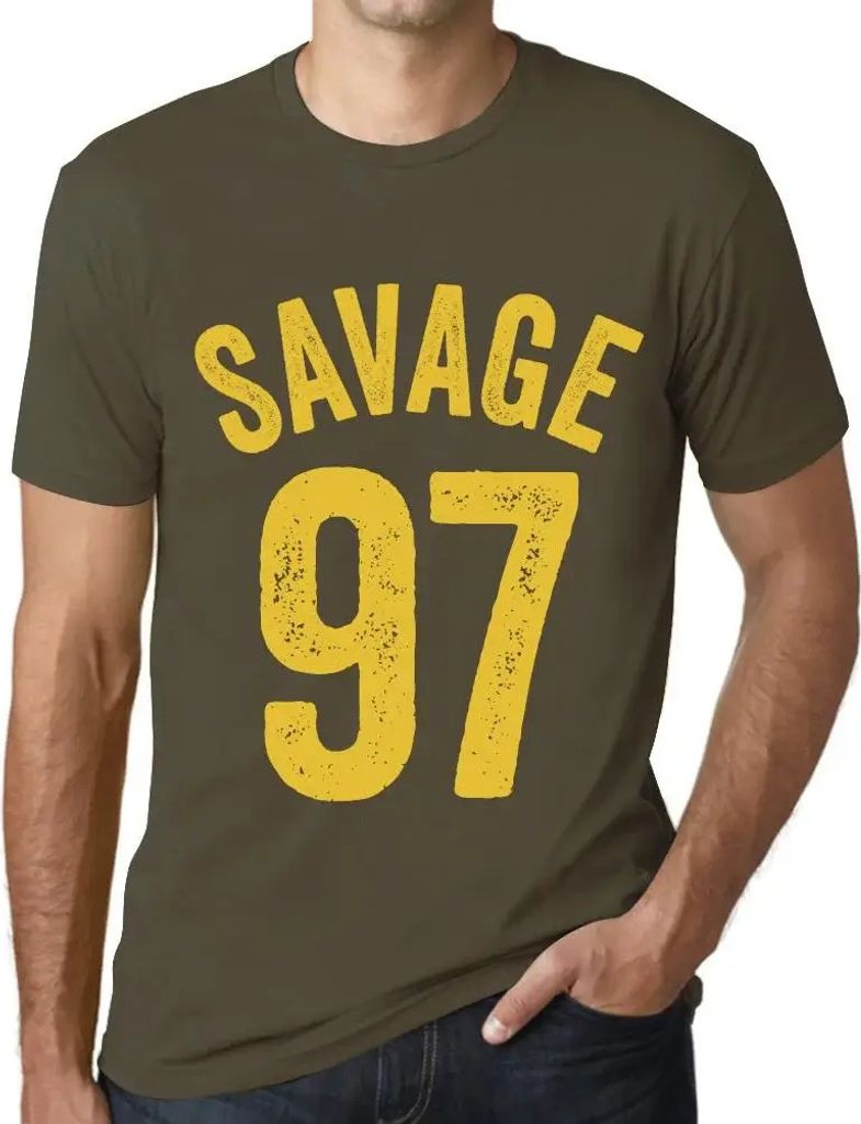 Herren Grafik T-Shirt Savage 97 Geschenk 97. Geburtstag Jahrestag 97 Jahre Jubiläum 97 Jährige Mann Jahrgang 1927 Kurzarm Lustige Druck