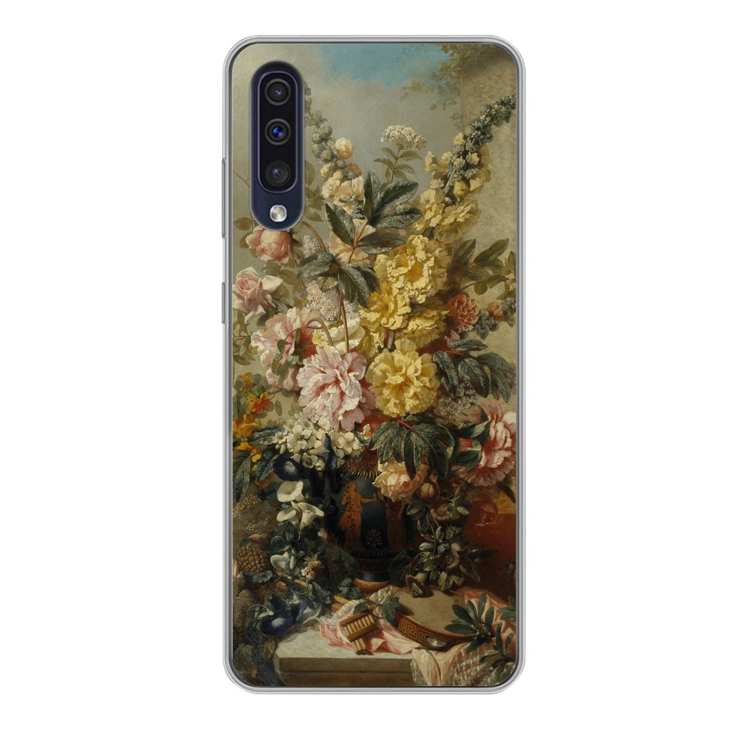 MuchoWow Handyhülle Schutzhülle Hülle für Samsung Galaxy A50 Große Vase mit Blumen - Alte Meister - Malerei Silikon Softcase Handy Hülle - ...