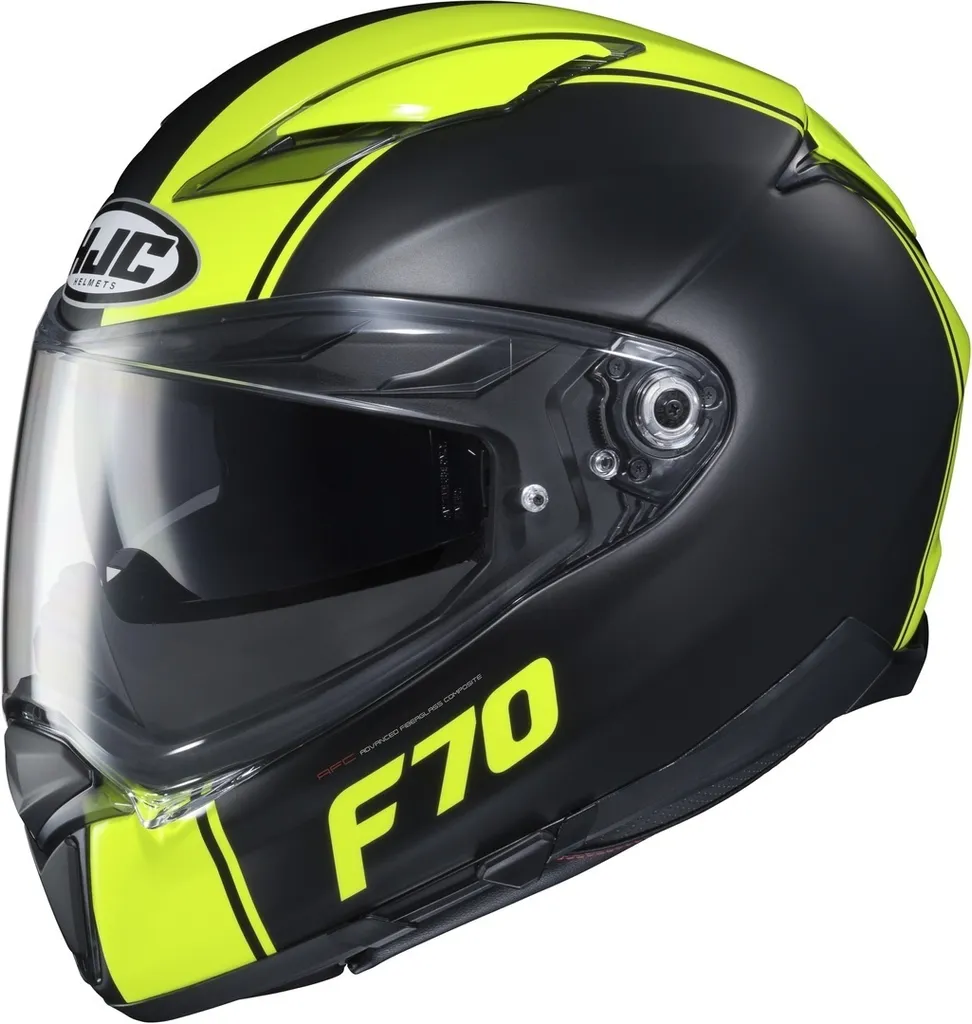 Casque HJC F70 Mago Noir Jaune XL - Casque Intégral Sport Touring avec Écran