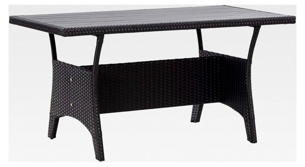 Gartentisch Schwarz 120x70x66 cm Poly Rattan, Kleiner Gartentisch für Terrasse, Bistro, Gartenparty, Balkon, Wohnzimmer