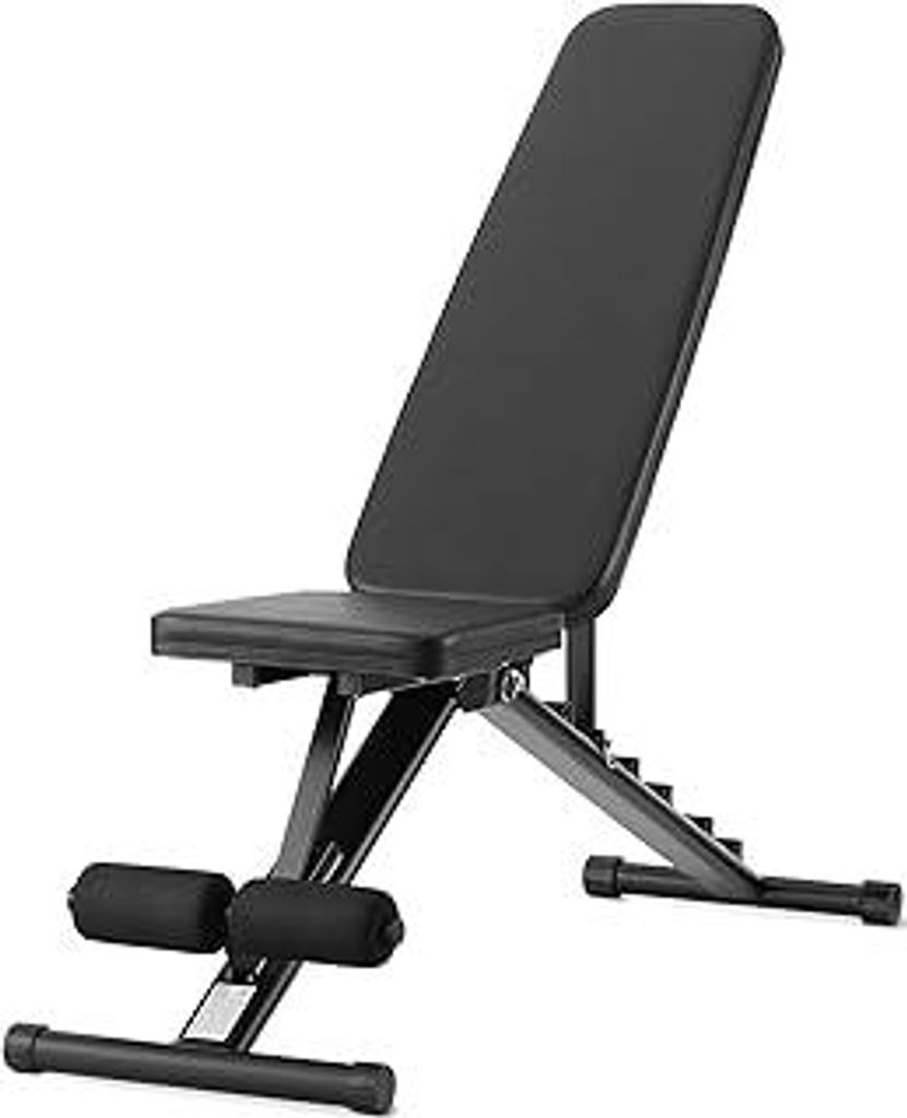 Verstellbare Workout-Hantelbank, zusammenklappbar für das Fitnessstudio zu Hause, Schwarz, 135 x 38 x 116 cm