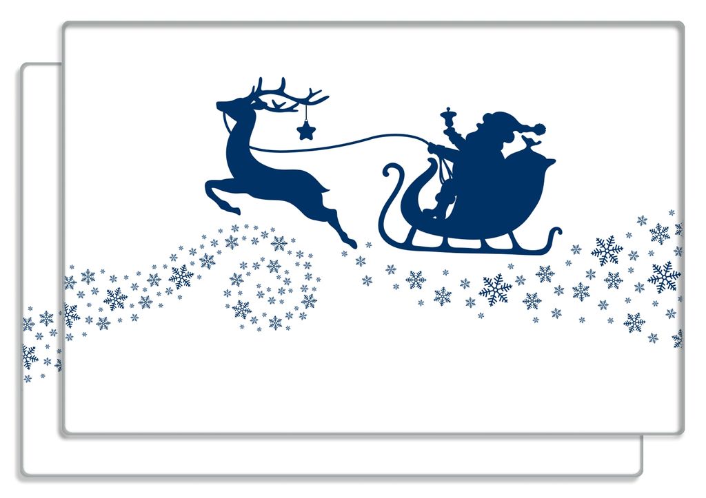 Wallario Frühstücksbrettchen 2er Set aus Glas, je 20 x 30 cm, mit rutschfesten Füßen, Motiv Weihnachtsmann auf seinem Schlitten mit Rentier