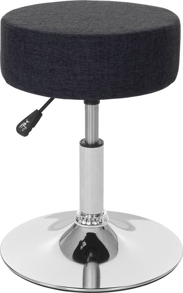 Hocker HWC-C22, Sitzhocker Schminkhocker, höhenverstellbar Ø 35cm Textil, dunkelgrau