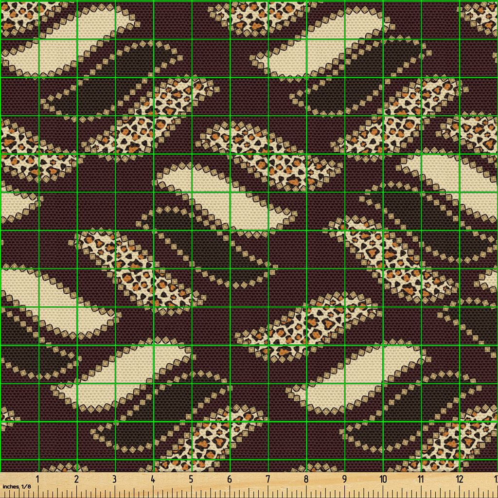 ABAKUHAUS afrikanisch Gewebe als Meterware, Indigene abstrakte Formen Cheetah Motiv Dschungel Tierhautmotiv, 5 M (148 x 500 cm), Dunkel Maroon Beig...