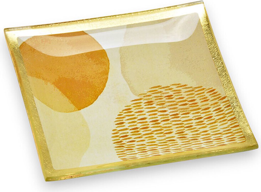 Deko Teller aus Glas Bunt 10x1x10cm