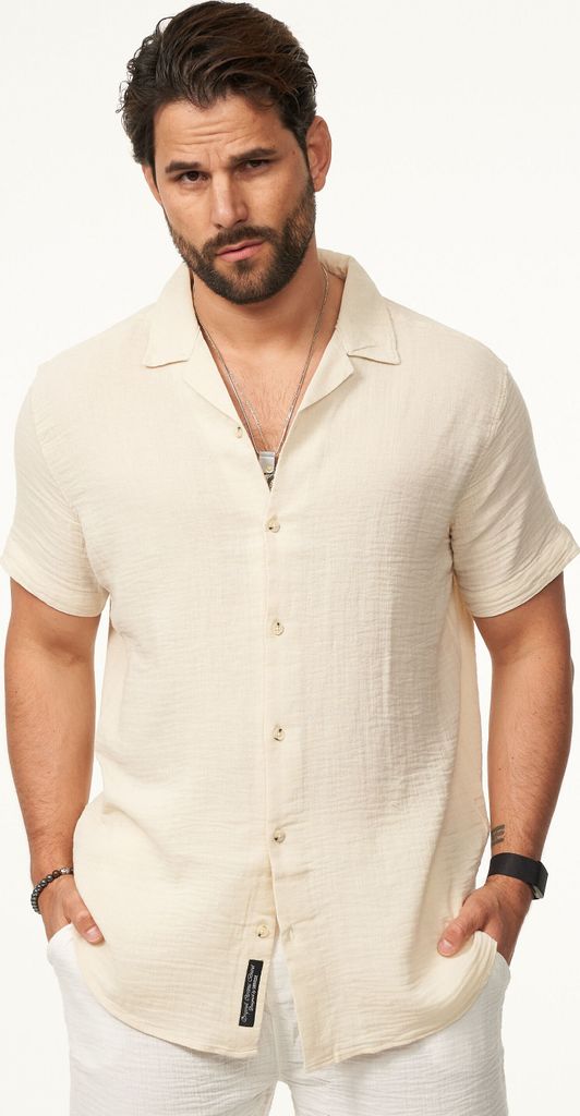 CARISMA Herren Kurzarmhemd im Vintage Summer-Look in Crinkle Optik Herren luftig leichtes Kurzarm Feinstrick Polo-Hemd T-Shirt