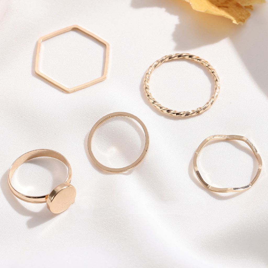 5 Teile/satz Ring Glänzende Feine Verarbeitung Legierung Goldene Dünne Frauen Fingerring für Geschenk