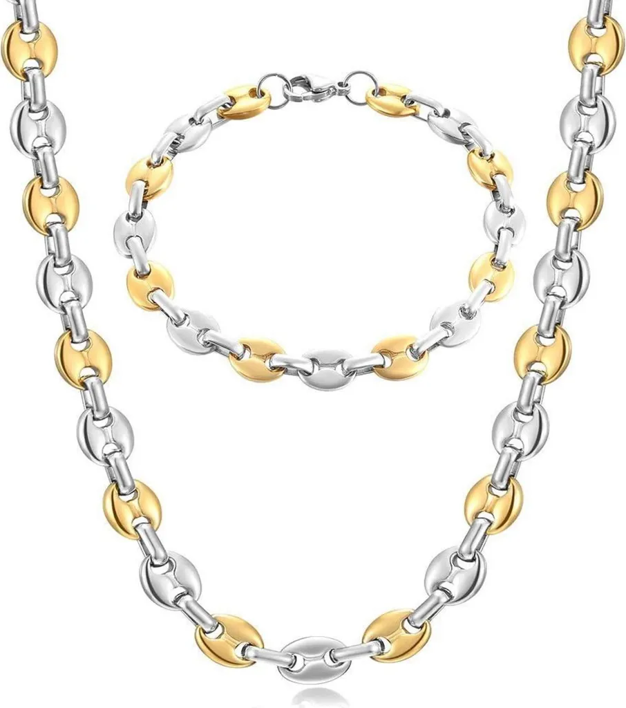 Collier Grain de Café Inoxydable pour Homme Finition Argent ou Or