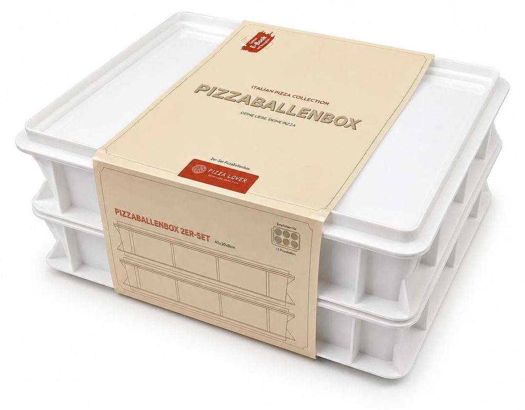 Pizza Lover 2x Pizzateigbox mit Deckel in weiß - Größe Produktbild 