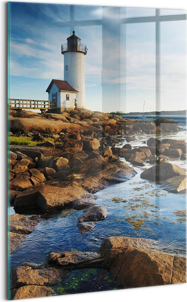 Designer Glasbild - Wandbild - Glas Bild - 40x60 cm - Leuchtturm