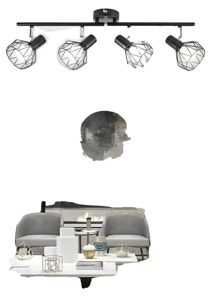 Plafonnier spot orientable noir style industriel pour salon et cuisine moderne