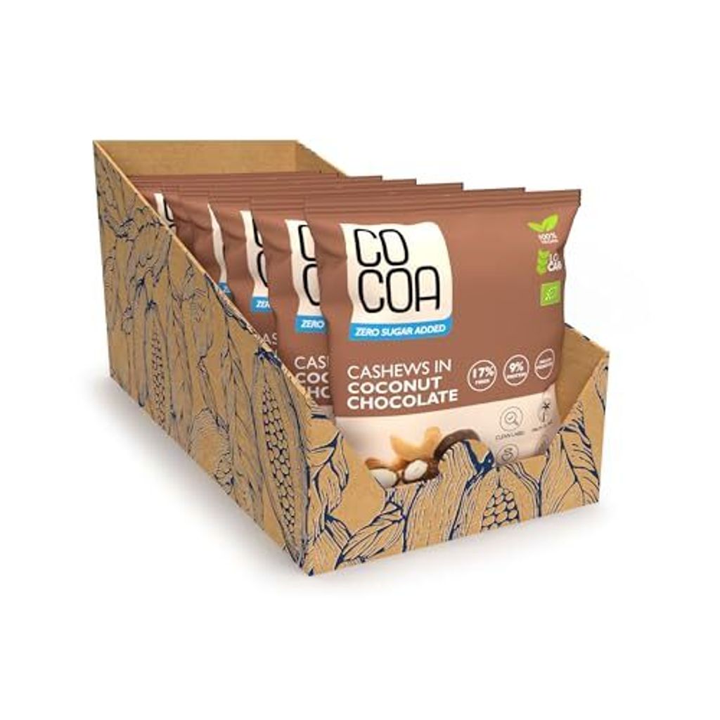 COCOA Cashewnüsse Low Carb Kokosschokolade 7x70g BOX - Zuckerfreie Vegane Schokolade ohne Palmöl