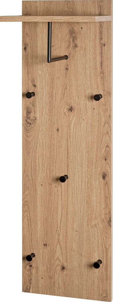 HAKU Wandgarderobe Eiche hell, schwarz - MDF, Metall, Produktbild 