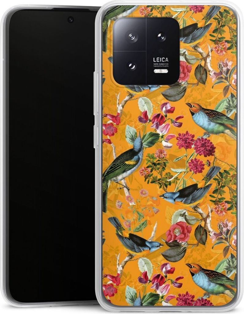 DeinDesign Slim Hülle für Xiaomi 13 Silikon Case Ultra Dünn Handyhülle Blumen Dschungel Vogel