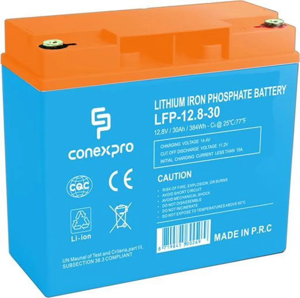Batterie solaire 12V 30Ah LiFePO4 pour stockage d'énergie et kit autonome