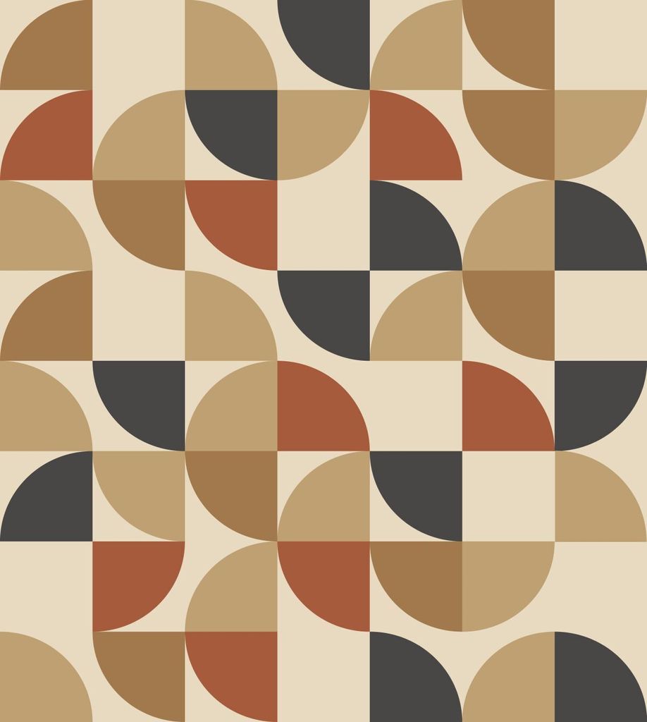 ESTAhome Fototapete geometrische Formen Beige, Terrakotta und Antrazitgrau 250 x 279 cm