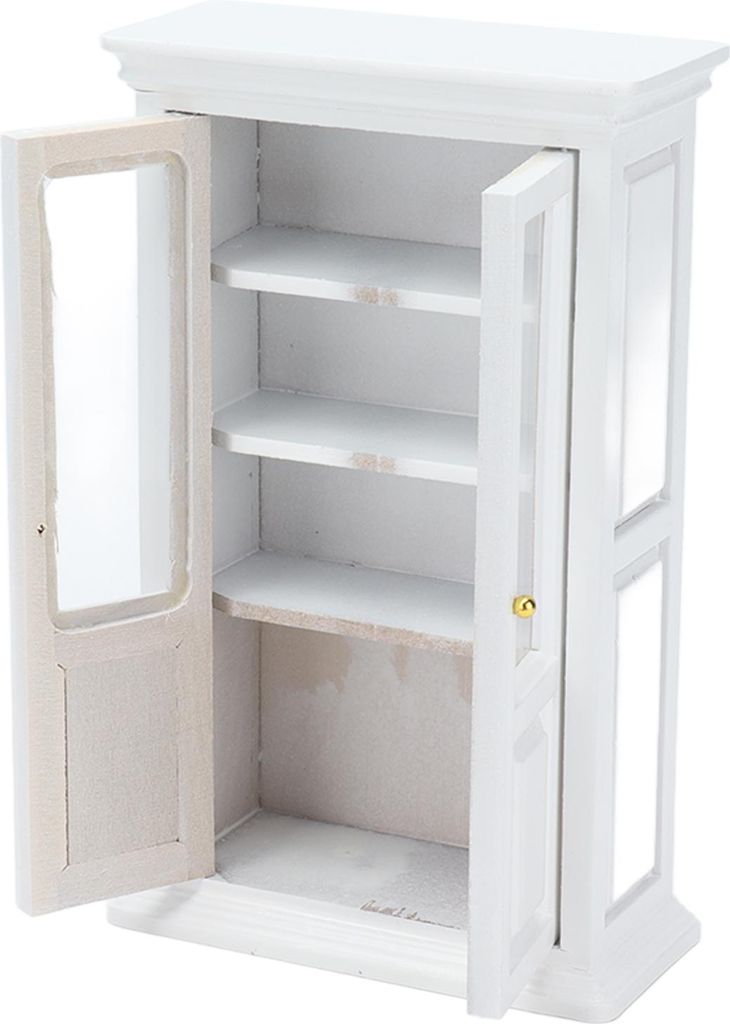 1:12 Puppenhaus Miniatur Bücherregal Schrank Mini Holz Dekoration Möbel für Wohnzimmer ArbeitszimmerWeiß