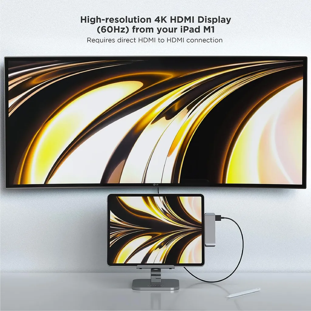 Adaptateur Hub USB-C Multiport pour iPad avec Sortie Vidéo HDMI 4K HDR - 20