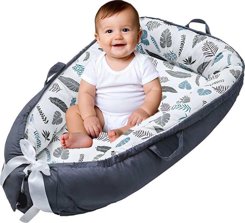 Nid de bébé réversible en coton, confort et sécurité, 90x55 cm gris
