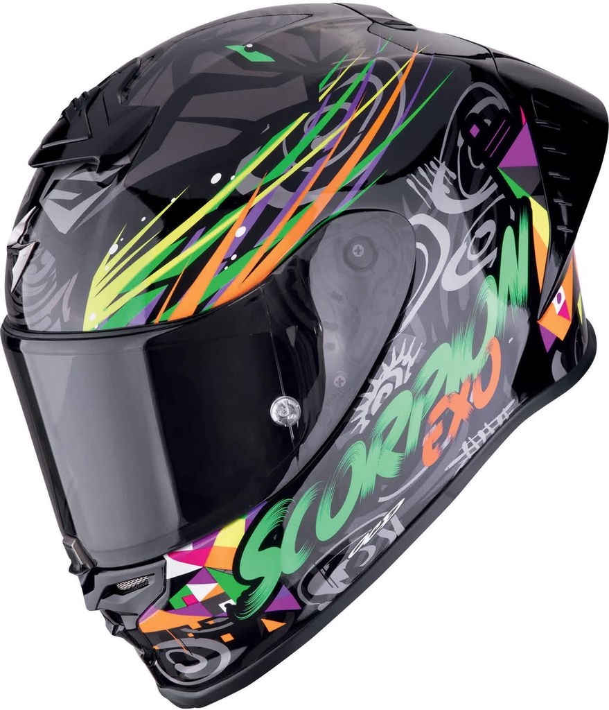 Scorpion EXO R1 Evo II Air Savage Helm, schwarz/grün/orange, L (59/60)