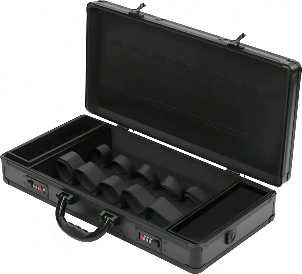 Mallette de coiffure professionnelle en alu noir rigide pour accessoires