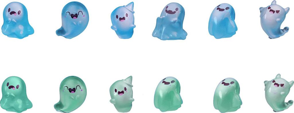 Leuchtende Mini-Geisterfiguren mit Box, leuchtende kleine Geisterfigur aus Kunstharz, Miniatur-Geistergartendekoration für Halloween-Partys, Q