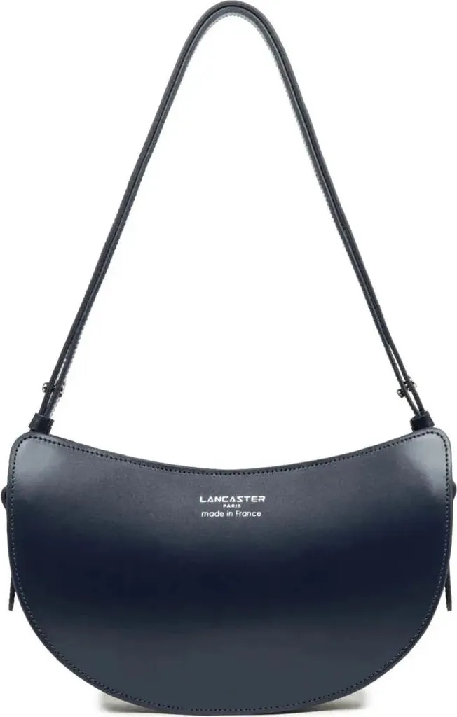 Sac Lancaster Suave Lune en Cuir Lisse Bleu Foncé avec Fermeture Zippée