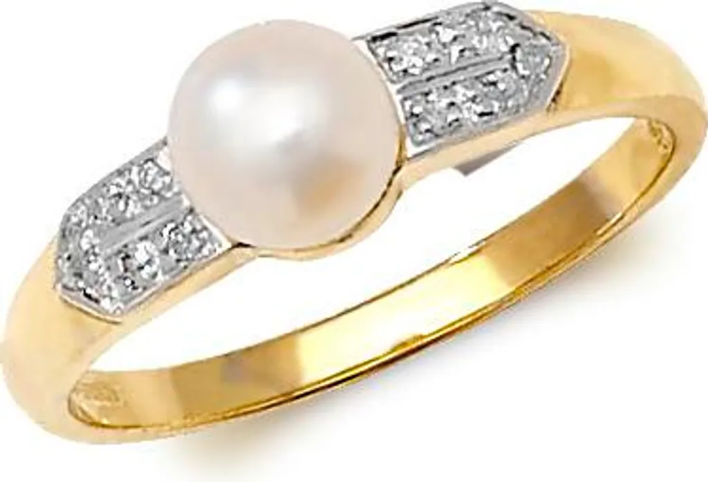 Bague Or 375/1000 Diamant Brillant et Perle d'eau douce T54 TRS31652RSN