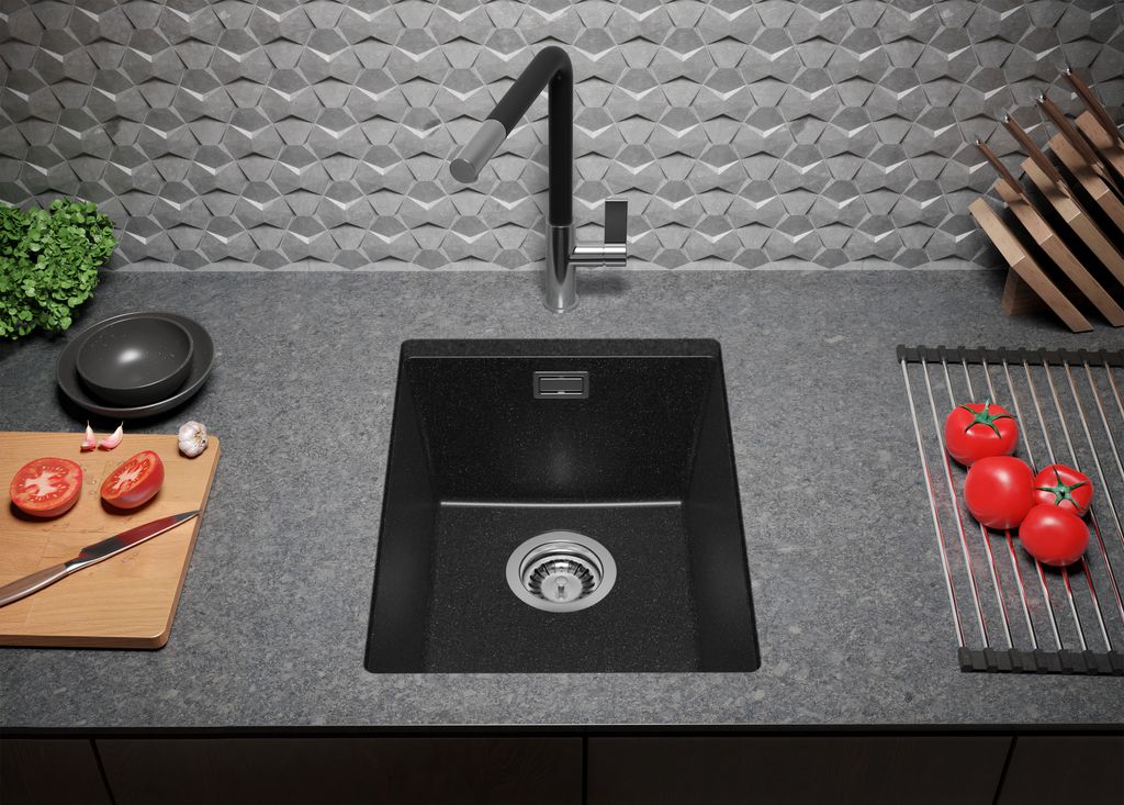 Xiiwin Unterbauspüle 50,8 X 43,2 Cm – Schwarze Edelstahl-Spüle, 16 Gauge, Mit Geräuschdämmender Polsterung